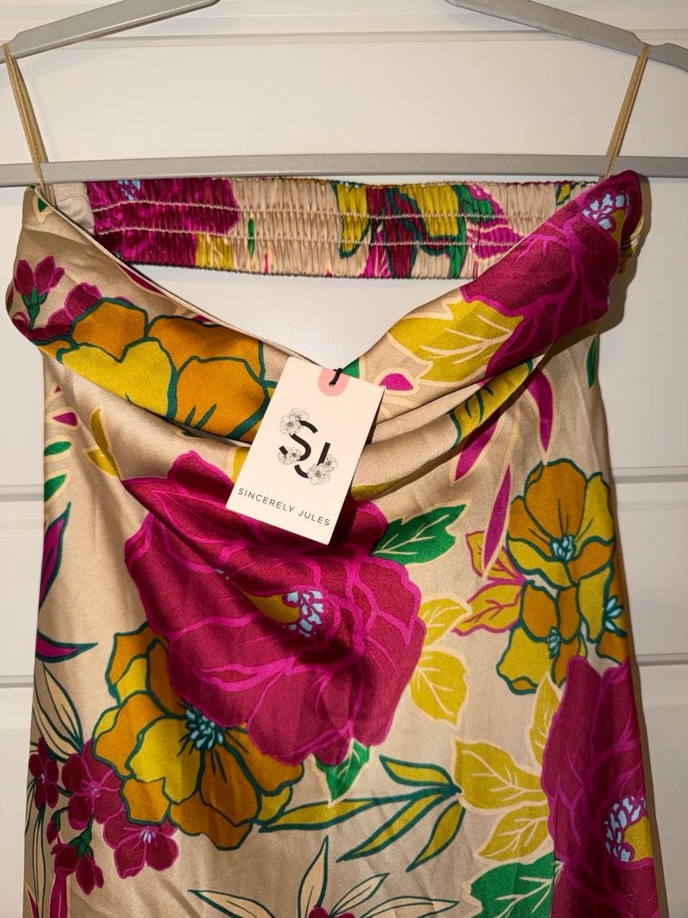 Sincerly Jules Pink Floral Satin Dress